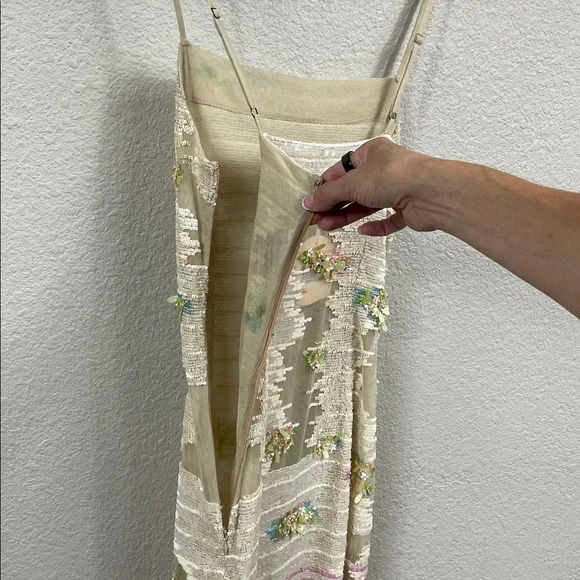 NWT La Fuori Whispering Blooms Ombre Embellished Sequin Tulle Gown Maxi Dress S - Picture 10 of 17